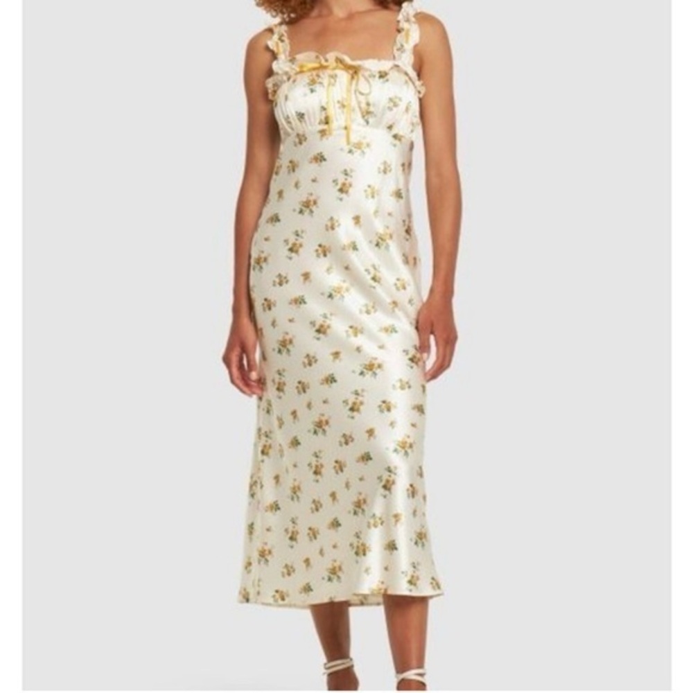 Reformation The Erdem Silk Floral Ruffled Midi Dress - Picture 2 of 7